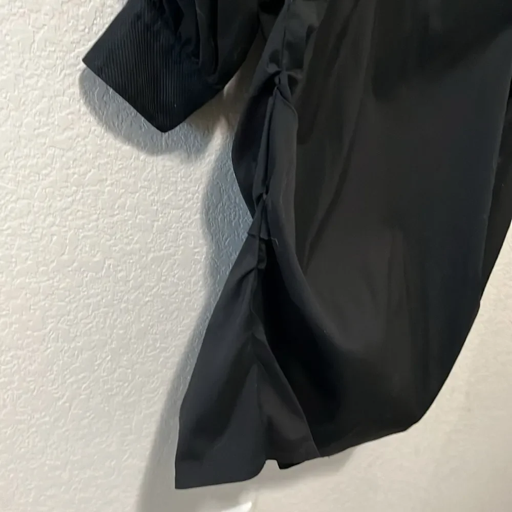 SARA ROKA Black Button Down Mini Shirtdress, Ruched Sides, Size 40(IT), S/4(US) - Picture 8 of 10